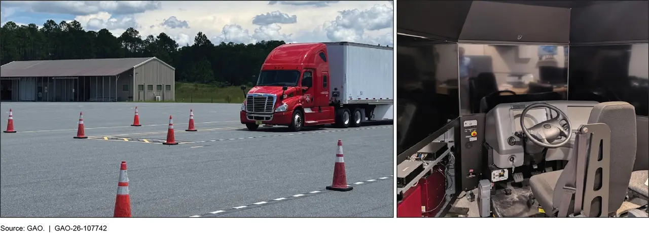 Cơ sở huấn luyện người lái xe thương mại có xe tải và thiết bị mô phỏng tại Florida