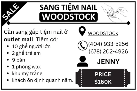 Hình rao vặt: SANG TIỆM NAIL WOODSTOCK