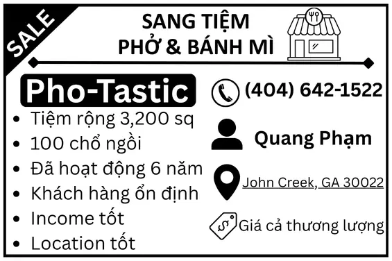 Hình rao vặt: Sang Tiệm Phở & Bánh Mì