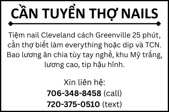 Hình rao vặt: CẦN TUYỂN THỢ NAILS