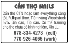 Hình rao vặt: CẦN THỢ NAILS