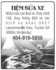 Hình rao vặt: TIỆM SỬA XE