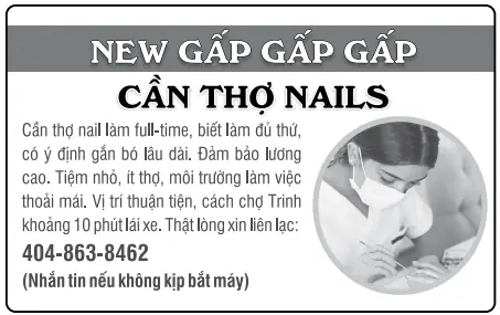 Hình rao vặt: NEW GẤP GẤP GẤP - CẦN THỢ NAILS