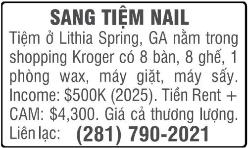 Hình rao vặt: SANG TIỆM NAIL